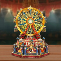 Century Ferris Wheel SQ69 Music Box DIY Wooden Century Figurines Miniatures Assembled