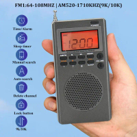 วิทยุพกพาขนาดเล็ก FM/AM เครื่องรับวิทยุ 9K/10K ลำโพงในตัว หน้าจอแสดงผลแบบหลังไฟ (Backlight) นาฬิกาปล