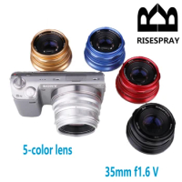 RISESPRAY mini cctv 35mm F1.6 Generation 5 Manual Focus MF Prime Lens for Canon Fuji Sony Olympus Panasonic Mirrorless Camera