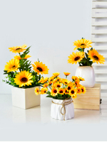 向日葵假花塑料花餐桌花室內客廳茶幾擺件盆栽仿真花束干花裝飾花