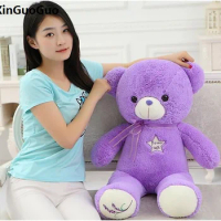 about 60cm purple teddy Bear plush toy flower bear doll soft throw pillow Christmas gift b0805
