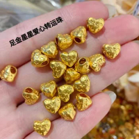 24k pure gold beads fine gold heart shape charms 999 real gold loose beads