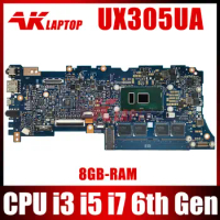 UX305UA Notebook Mainboard for ASUS UX305 UX305U UX305UA Laptop Motherboard CPU i3 i5 i7 6th Gen 8GB RAM 100% tested work