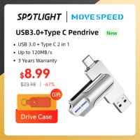 MOVESPEED 2 in 1 USB Type C Flash Drive Support OTG 64GB 128GB 256GB 512GB USB 3.0 120MB/s Pendrive for Macbook Phones Laptop PC