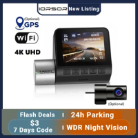 Dashcam 4K GPS Wifi 24h Parking Monitor Dash Cam for Car Dual Camera Front and Rear Night Vision Dvrs Kamera Video Registrator
