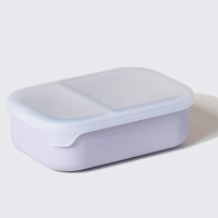 【OTB HOME】矽膠一體成型可微波保鮮盒950ml 厚乳芋泥 淡紫盒＋透明上蓋(可微波 可機洗 可冷藏)