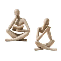 Thinker Statue Sculpture Decoration Gift Crafts People Figurine Ornament for Countertop Hotel Bedroom Bookshelf Office