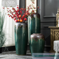 陶瓷花瓶客廳插花擺件現代簡約復古干花歐式落地大花盆瓷器