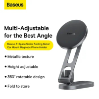 Baseus T-Space Series Folding Metal Car Mount Magnetic Phone Holder Frost Silver