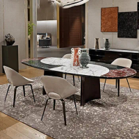 Italian visionnaire oval dining table Italian minimalist large flat imported luxury stone marble dining table