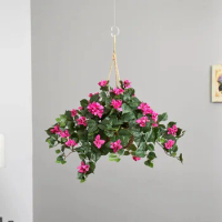 24" Flower Decoration Bedroom Pink Home Decorations Free Shipping Artificial Plant Bougainvillea Hanging Basket Artificial Plant