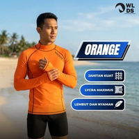 Baju Baselayer Pria Manset Berenang Outdoor Rashguard Wetsuit Lycra XXXL Orange