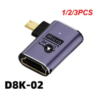 1/2/3PCS Degree Angled U-shaped L Converter Mini Male to HDMI-compatible 2.1V Female Extension 4K 8K 60Hz Adapter