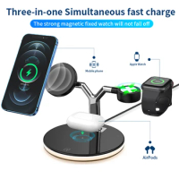 3 In 1 Magnetic Wireless Charger 15W Fast Charging Station For Mags Afe For iPhone12 pro Max Chargers For Apple Watch Airpodspro
