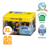 Libero麗貝樂 Comfort量販包裝彩箱款 黏貼型嬰兒紙尿褲/尿布 6號(XL 42片x3包/箱購)