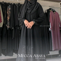 MECCA ABAYA - Abaya Hitam - Matt yoryune mix sifon by Asy Syakira Fashion