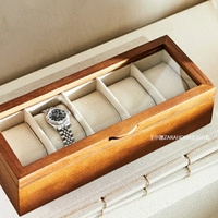 ZaraHome正品復古松木玻璃手表盒腕表收納盒裝表箱展示木首飾盒女