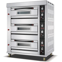 Electric 3 decks 9 trays Baking Oven. Gas Oven Digital Controller. Industrial Bread Baking Oven
