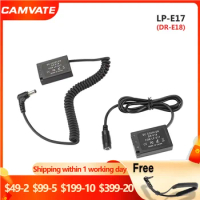 CAMVATE Canon LP-E17 (DR-E18) Double Dummy Battery To 2.1mm (Female &amp; Male Plug) DC Cables For Canon EOS M/M2/M10/M50/M100/M200