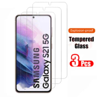 3Pcs Tempered Glass For Samsung Galaxy S21 5G S24 S22 S23 S21 + 5G Fingerprint Unlock Screen Protector Glass Film
