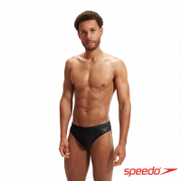 【SPEEDO】男 運動三角泳褲 Medley Logo(黑/炭灰)