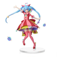 22cm Kawaii Japan Anime Hatsune Miku Action Pvc Figure Colorful Stage Fantasy Wonderland Miku Colletible Model Boy's Gifts