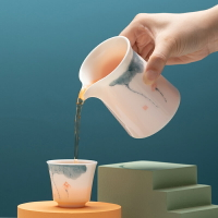 羊脂玉白瓷功夫茶具茶海泡茶手繪公道杯大容量喝茶分茶器勻杯公杯