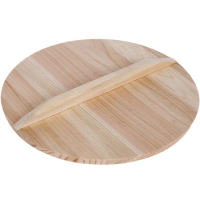 Wok Cover Kitchen Thick Wooden Anti Scalding Wood Wok Lid with Handle (20cm)
