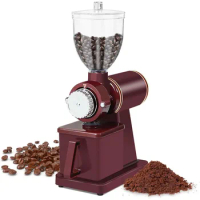 Professional Electric Coffee Grinder Coffee Bean Powder Grinding Machine Coffee Grinder Mill Grinder Thickness Adjustable (Red)
