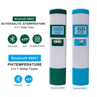 pH Meter Digital 5 in 1 EC/TDS/SALT/S.G/TEMP Meter pH Tester Water Quality Tester with 0-14 pH Range for Drinking Pool Aquarium