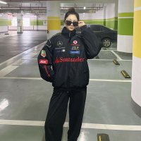 F1賽車服百搭機車服摩托車騎行服全刺繡寬松休閑外套棉衣男女【尚宜汽配】