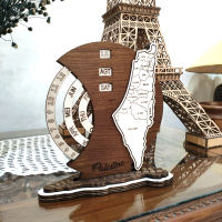 Kalendar Kayu Sepanjang Waktu Motif Peta Palestina