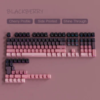 Gradient Black and Pink 135 Keys Shine Through Keycaps Double Shot PBT Cherry Profile Keycaps for MX Switches Gamer Keyboard
