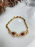 Gelang Hati Wanita Titanium Anti Karat Gold Berlian Aksesoris Fashion