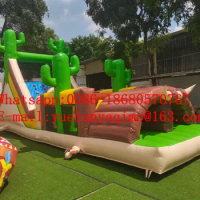 Manufacturers sell large outdoor cactus inflatable slide obstacle course combination YLY-089