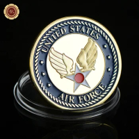 United States Air Force Challenge Coin Gold Plated Commemorative Coins with American Flag Souvenirs Gifts for Retired Veterans