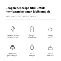 Han River Raket Nyamuk 2 In 1 Mosquito Killer Hrdwp01Wt Putih Baterai Listrik Ungu Pasti Ori