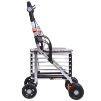 Shopping Trolley, Four-Wheel Mobility Aids Folding Shopping Cart for the Elderly