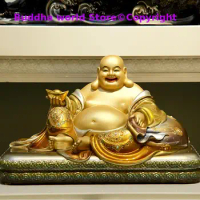 large Asia Shrine TOP figure 24k gold plating Royal Maitreya God of wealth buddha Prosperity GOOD LUCK FENG SHUI God statue