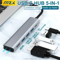 MZX 5 in 1 Docking Station USB 3.0 Hub 4K HDMI Type C Concentrator Adapter Splitter 3 0 Dock PD Extension Laptop PC Accessories