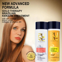 PURC Gold Therapy Keratin Hair Straightening Repair Frizz Dry Hair Brazilian Keratin Treatment for Hair Care