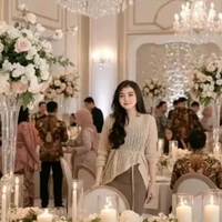 Denada Tunik rajut jaring tali outher knit premium cream tua