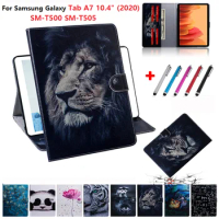 For Samsung Galaxy Tab A7 2020 Case SM-T500 SM-T505 Tiger Puppy Pattern Shell Funda For Galaxy Tab A 7 A7 Tablet Coque 10.4" Pen