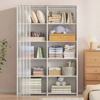 New Foldable Multi-layer Wardrobe Household Dustproof Wardrobe Simple Assembly DIY Storage Wardrobe Bedroom Open Storage Cabinet
