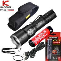 KLARUS XT11S Compact and Powerful Flashlight CREE XP-L HI V3 LED 1100 lumens USB Rechargeable torch with 2600 mAh 18650 Battery