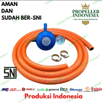 Selang Gas Orange 2 Meter Dan Regulator Meter Plus Klem Selang Gas SNI