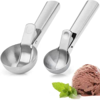 New Stainless Steel Ice Cream Scoops Stacks Ice Cream Digger Non-Stick Fruit Ice Ball Maker Watermelon Ice Cream Spoon Tool
