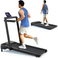 2.5 HP Foldable Treadmill with Auto Incline, Compact Treadmill with LED Display Remote Control 265lbs Weight Capacity