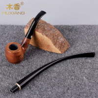 RU-MuXiang Wood Tobacco Pipe Short RoseWood pipe with long spare cigarette holder with Free Useful clean Tools 9mm filter 141mm
