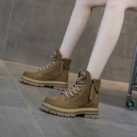 #N/A - 年磨砂皮真皮馬丁靴女復古機車歐美短筒工裝靴英倫風百搭女靴